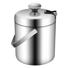 1,3-Liter-Eisbehälter Aus Doppelwandigem Edelstahl mit Edelstahldeckel, Isoliertem Eisbehälter mit Griffen und Edelstahl-Eiszange