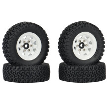 4PCS 1.55 Metal Beadlock Wheel Rim Tires Set for 1/10 RC Crawler Car Axial Jr 90069 D90 TF2 CC01 LC70 MST,1