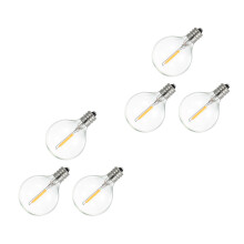 6Pcs G40 LED Replacement Light Bulbs, E12 Screw Base Shatterproof LED Globe Bulbs for Solar String Lights Warm White