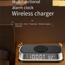 3-in-1 Clock Alarm Thermometer Wireless Charger 15W Multi-Function Desktop Wireless Charger Touch Night Light