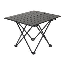 68x46cm Folding Camping Table, Portable Outdoor Picnic Table w Roll-Up Tabletop, Lightweight Compact Desk for Camping, Beach, Travel & Backyard