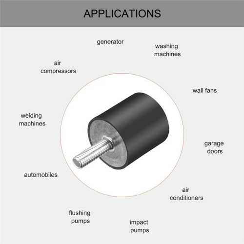 M8 Rubber Studs Shock-Absorber Anti-Vibration Isolator Mounts, Rubber Cylindrical Vibration Isolation Mount 1