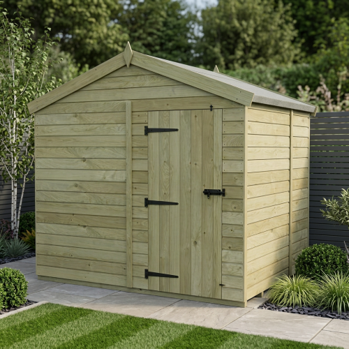 8 x 7 Apex Shed Tanalised (Single Door, No Windows)