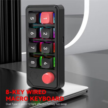 8-Key Wired Gaming Keyboard Hot-Swap Full Keys 12 Lighting Effects Macro Definition Dual Type-C for Gamers B