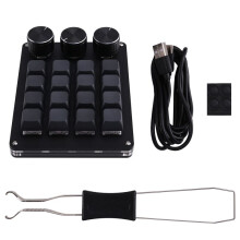Three-Knob 16-Key, 4-Row Shortcut Gaming and Stock Volume Design Clip Macro-Programmable Mechanical Keyboard