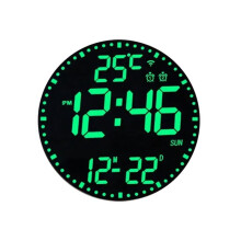 Digital Electronic Clock Calendar Wall Clock Living Room Decorative Wall Hanging Colorful Clock A