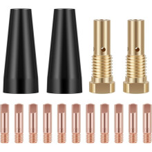 15Pcs MIG Welding Kit 0.8/0.9mm Brass Welding Tips Replacement Accessories Compatible with Weld 261308 306