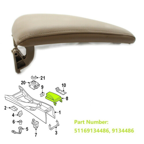 Leather Armrest Center Box Console Lid Cover Fit For- 3 Series E90 E91 E92 E93 2005-2013 Beige 2