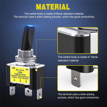 LED Toggle Off 12V 30A LED Lighted Metal Heavy Duty SPST 3 Pin Rocker 12mm Mounting Hole