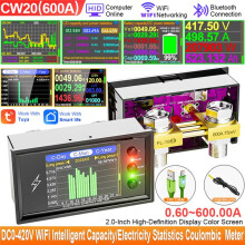Probador de Capacidad de Batería de Litio Digital Inteligente Tuya con WiFi, CC 0-420 V, 600 A/420 V, Pantalla de CC, Medidor de Coulomb