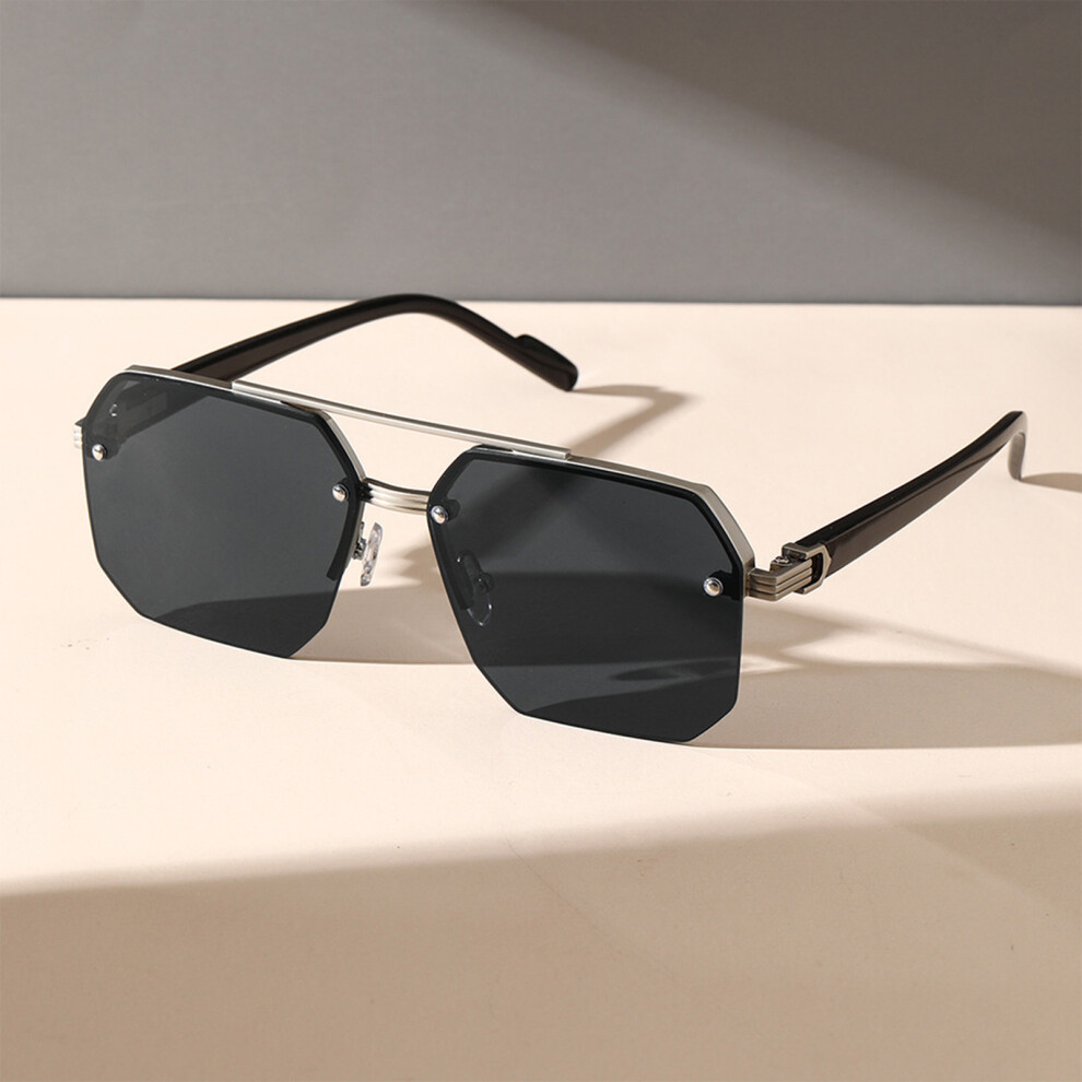 Zhouq-Outdoors (Silver Frame Black Gray Pieces) Trendy Men\'S Sunglasses For Driving & Outdoor