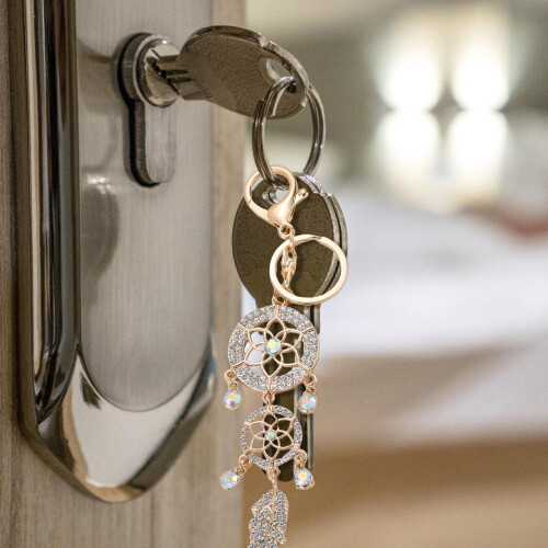 (White) Rhinestone Dream Catcher Keychain - Holiday Gift 2