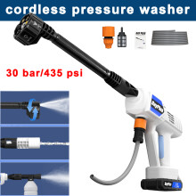 21V Cordless High Pressure Washer, 30 Bar/435 PSI Portable Power Washer with Battery, 6-in-1 Adjustable Nozzle for Car, Floor, Window Outdoor Cleaning