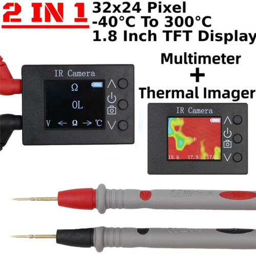 Câmera de Imagem Térmica Infravermelha com Tela TFT de 1,8 Polegadas, 32x24 Pixels, Sensor de Temperatura Infravermelho para Pontos de Alta/Baixa 1