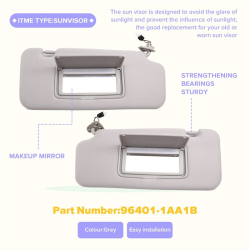 For  Murano 2009-2014 Car Sun Visor Grey Left Side Right Side Driver Side Passenger Side 96401-1AA1B 2