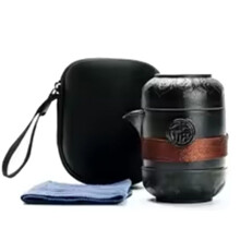 Travel Tea Set Black Pottery Portable Teaware Incule 1pcs Teapot 2pcs 1Bag Cups Coffeeware Teaware Green Cup Sets