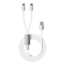 Cable para Teclado 2 en 1 USB C A USB A para Teclado Mecánico para Juegos, Cable LED de 1,8 M con Conector Metálico CNC