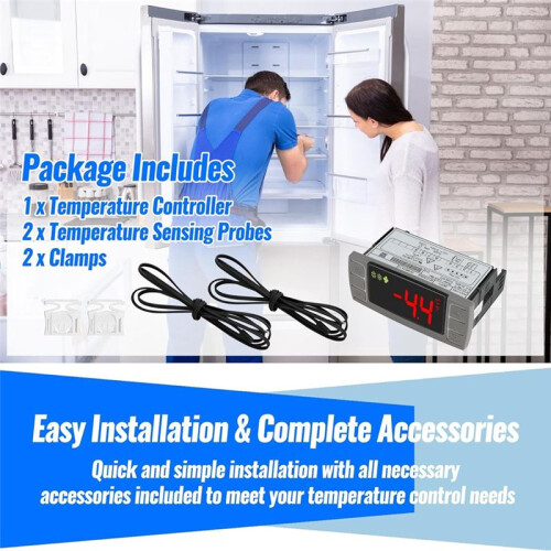 XR02CX-4N1F1 Universal Temperature Controller Replacement for 120V 50-60hz Commercial Refrigerator with Sensor Probe 2