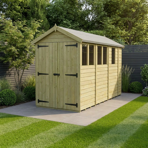 4 x 13 Apex Shed Tanalised (Double Door, With Windows)