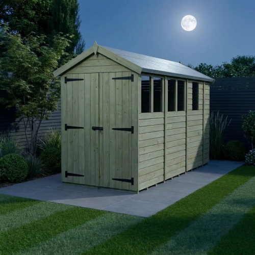 4 x 13 Apex Shed Tanalised (Double Door, With Windows) 2