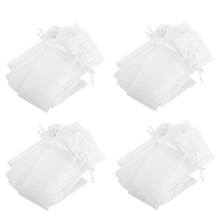 400Pcs White Drawstring Organza Folding Hand Fan Pouch Party Wedding Favor Gift Bags
