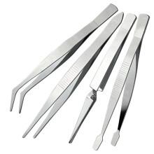 4PCS Precision Tweezers Set Thickened Stainless Steel Dressing Straight Bent Clip Tool for Electronics Repair Soldering