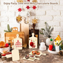 30 Pcs  Wooden Cutting Board for Crafts Small Charcuterie Boards Bulk with Handles for DIY Kitchen Cooking Decor