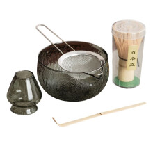 5Pcs Matcha Whisk Set Clear Glass Matchas Tea Set Matcha-Making Kit with Bowl Matcha Cup Matcha-Whisk for Tea Lovers