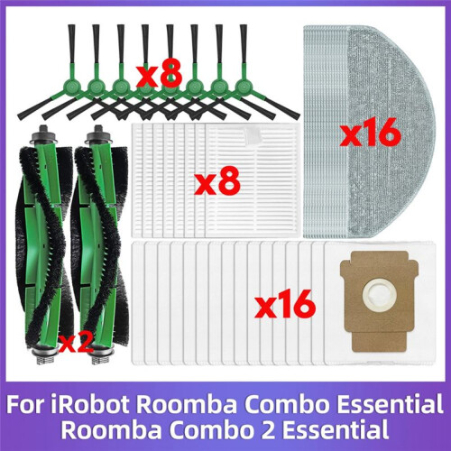 For   Combo Essential / 2 Essential,  Vac 2 Essential Main Roller Side Brush Dust Bag Filter Mop
