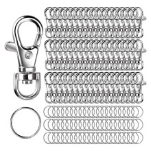 Metal Swivel Snap Hooks and Key Rings, 80PCS Small Lobster Claw Keychains Clasps and 80PCS Key Chain Ring 160PCS