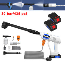 Cordless Portable Power Washer with 2 Batteries, 435PSI Handheld Jet Washers/Pressure Washers with Nozzles, 5m Hose for Car Washing/Home/Floor