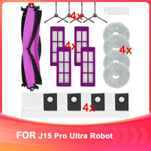 18Pcs Replacement Parts for J15 Pro Ultra Robot Vacuum Cleaner,Main Roller Brush Side Brushes Hepa Filters