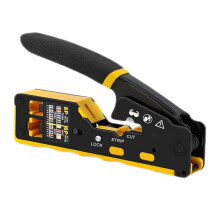 Zestaw Narzędzi Zaciskowych RJ45, Zaciskarka Przelotowa Cat6 do Złącza Cat5 Cat5e Cat6 8P8C, Zaciskarka Ethernet Typu „Wszystko w Jednym"