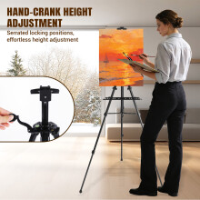 Adjustable Painting Easel for Adults & Kids, Heavy-Duty Tripod Display Stand for Canvas/Poster/Chalkboard, Foldable Artist Easel with Tray & Bag