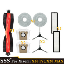 Replacement Parts for Robot Vacuum Cleaner X20 Max/X20 Pro/D109GL/D102GL Main Roller Side Brush Hepa Filter