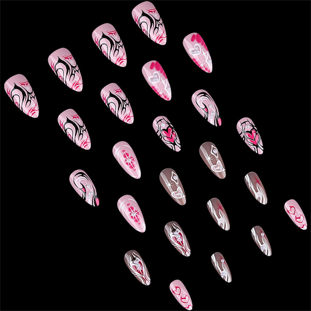Dcph-Clothing Pearl Pink Almond Fake Nails, Unbreakable Diy