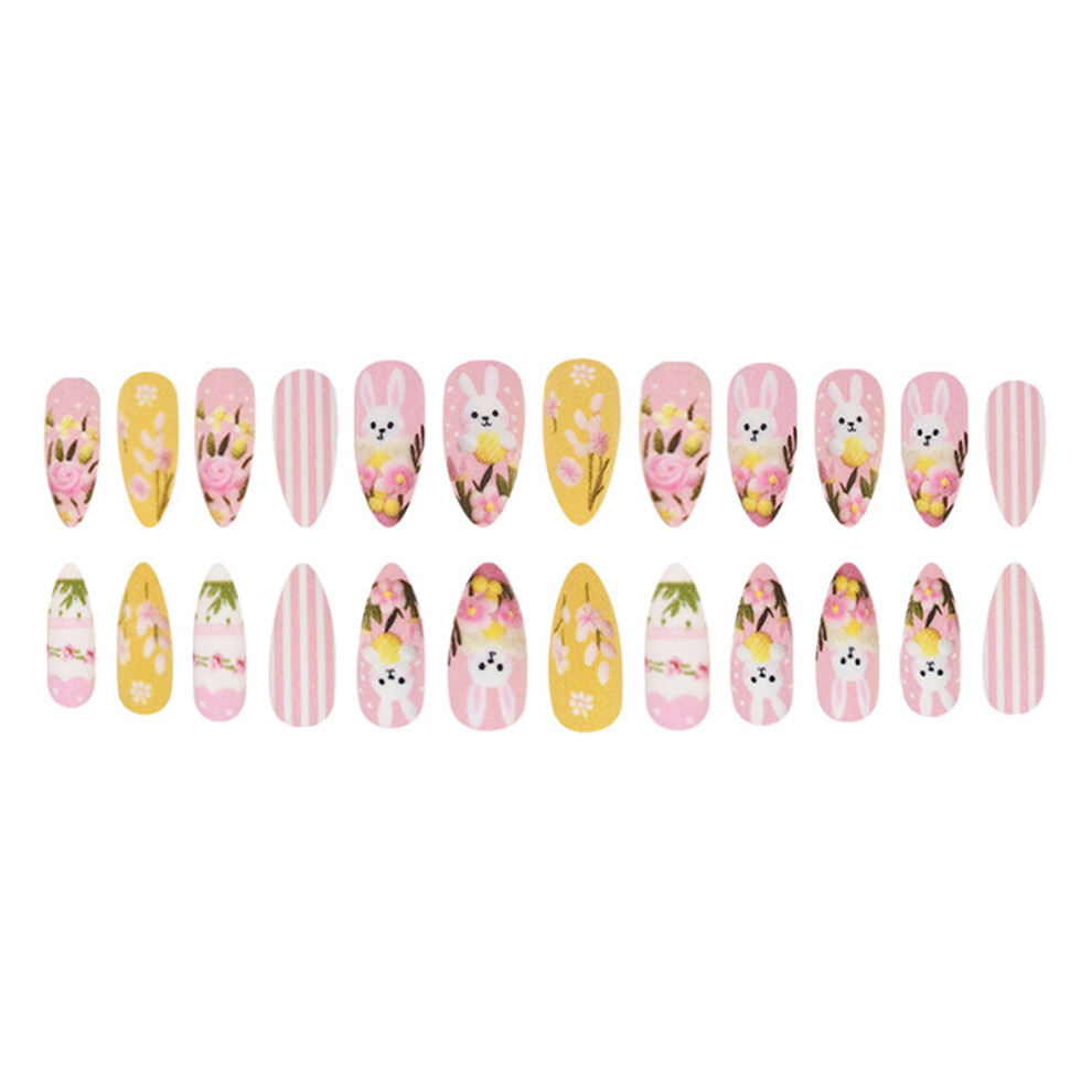 Dcph-Clothing Rabbit Print False Nails For Work & Party