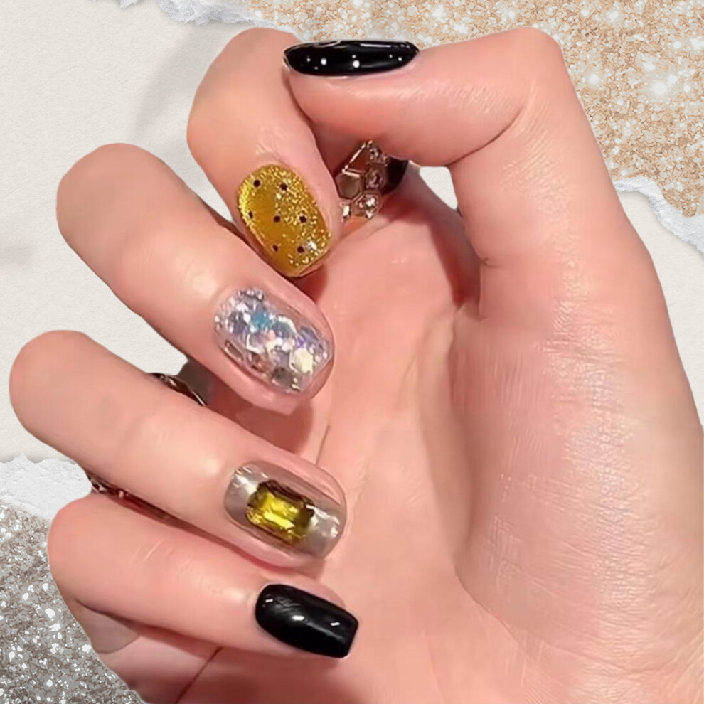 Dcph-Clothing (M) 10Pcs Rhinestone False Nails For Women