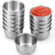 12 Pcs Stainless Steel Sauce Dipping Bowls Set, 45ml Reusable Seasoning Cups for Condiments, Snacks, Appetizers