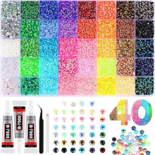 32.000 Stück 40 Farben Harz-Gelee-Strasssteine 3 mm Mehrfarbige Flache Steine für Nagelkunst, Bastelarbeiten, Make-