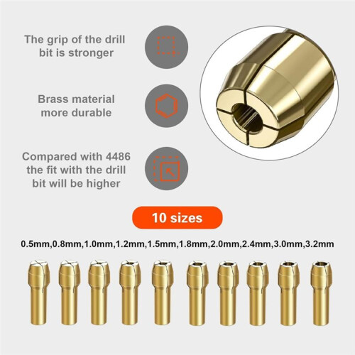 Drill Chuck Collet Set for , 16PCS 0.8-3.2mm Replacement 4486 Drill Keyless Bit Chuck Shank Quick Change Adapter 2