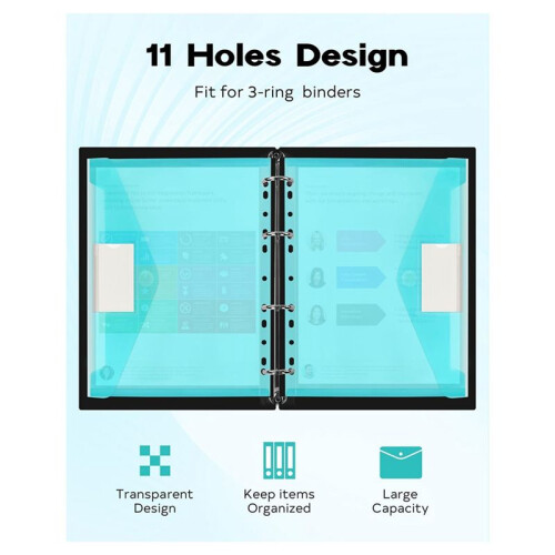 10 Pack File Folders, 11 Ring Plastic Envelopes, Clear Folder for Documents with Label, 3 Ring Binder Pocket Organizer 1
