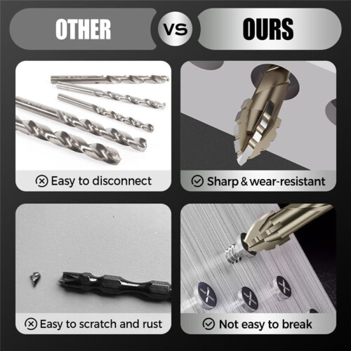 4 Flute Eccentric Drill Bit Set,New Four-Flute Sawtooth Eccentric Drill Bit,Four Edged Serrated Eccentric Drill Bit 1