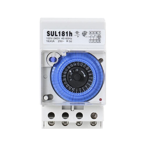 GEYA SUL181h Mechanical Timer  24 Hours Programmable Din Rail   with Battery 110V-240V