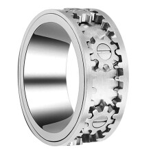 Double Layer Fidget Spinner Gemstone Gear Men Anxiety Relief Rings Women Jewelry Punk Rock Hip Hop Gift No.6