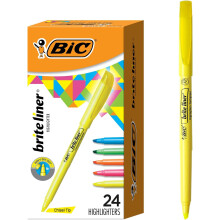 BIC Brite Liner Highlighter Set, Chisel Tip, School Supplies for Students and Teachers, for Notes and Textbooks, 24-Count Pack in Assorted Colors