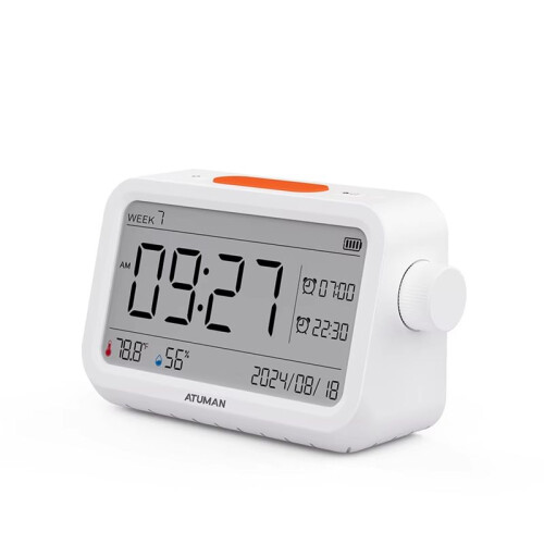 ATuMan MT2 Thermohygrometer Alarm Clock Multi-Function Temperature and Humidity Meter Sensor Weather Station Clock Night Light