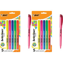 BIC Brite Liner Highlighters, Chisel Tip, 5-Count | Assorted Colors | Pack of 2