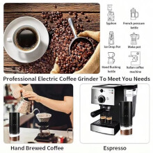 Electric Coffee Grinder 1500mAh,Adjustable Burr Grind Settings,Portable Coffee Bean Machine for Home and Travel