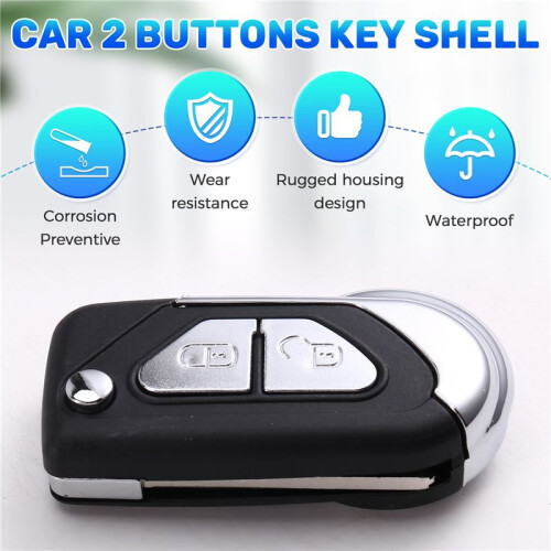 Car 2 Buttons Key Shell Folding Remote Control Car Key Shell for    VA2 Key Blade Housing Cover 1